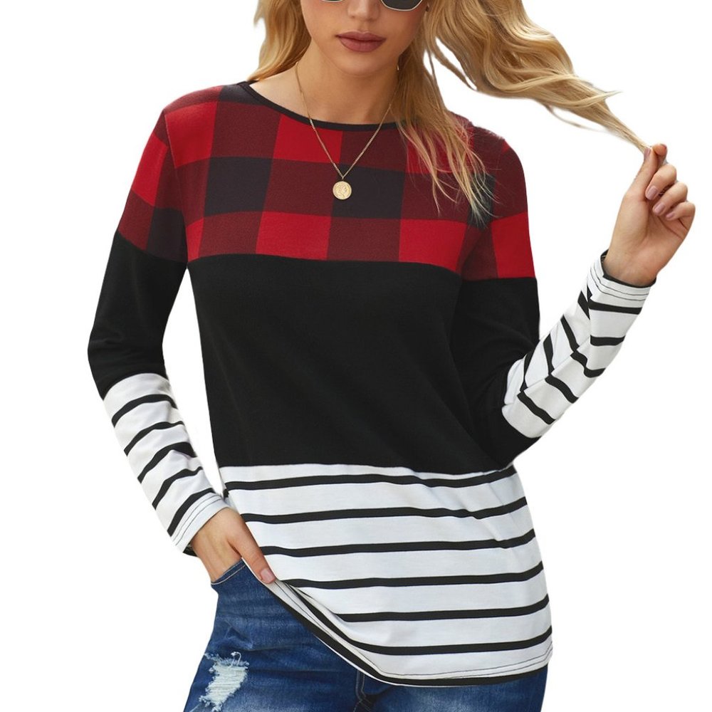 Red Black Buffalo Check Striped Shirt